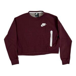 Nike Maroon Red Tech Fleece Crewneck Sweatshirt  Women’s Size Medium Zipper